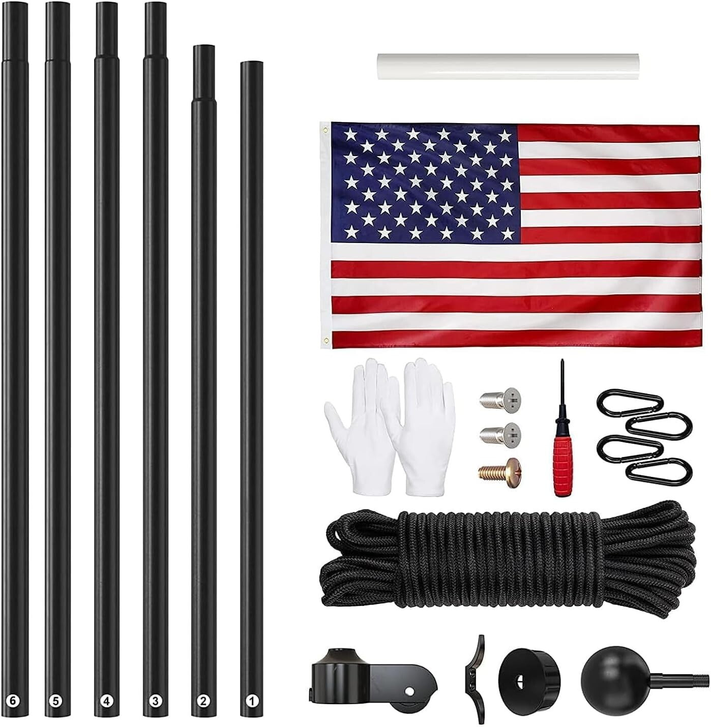 Rust-Resistant 25 FT Flag Pole with 41 FT Rope & Accessories for Proud Display