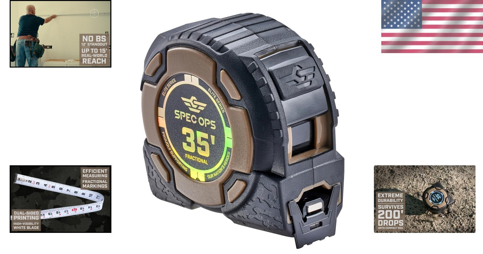 Elite Series 35-Foot Magnetic Tape Measure with Double-Sided Blade & Fraction...