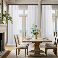 Load image into Gallery viewer, Elegant 90 Inch White Linen Curtains - Set of 2 Panels for Light Filtering Charm