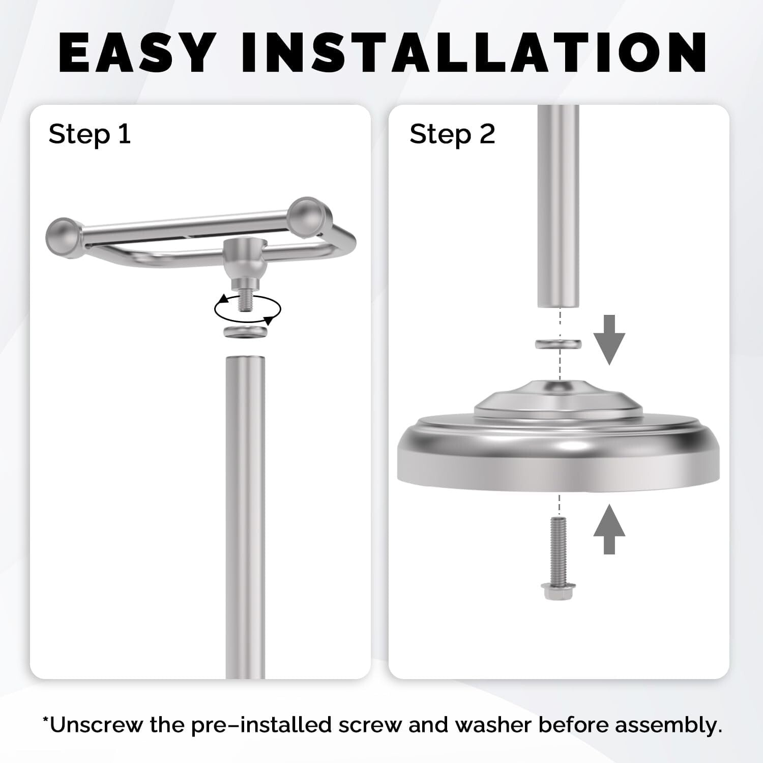 Eco-Friendly Rotating Toilet Paper Holder Stand - Durable Brushed Nickel Finish