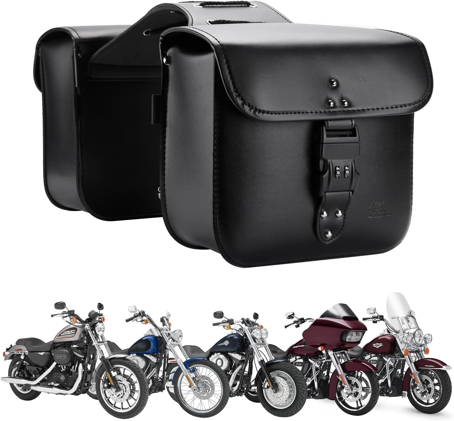 Hard Shell 14L Motorcycle Saddlebags - Lockable Side Bags for Sportster and More