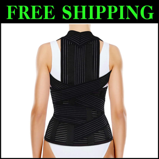 Adjustable TLSO Full Back Brace for Thoracic Kyphosis and Herniated Disc Relief