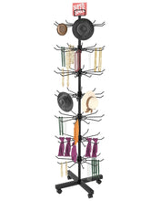 Load image into Gallery viewer, Spinning Black Metal Display Rack - Adjustable Height for Hats, Jewelry &amp; More