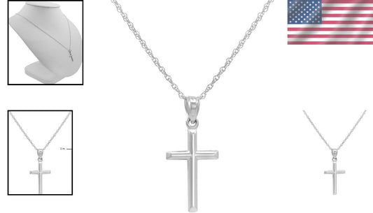 Versatile 14K White Gold Cross Pendant on Elegant Rope Chain – Women’s Jewelry