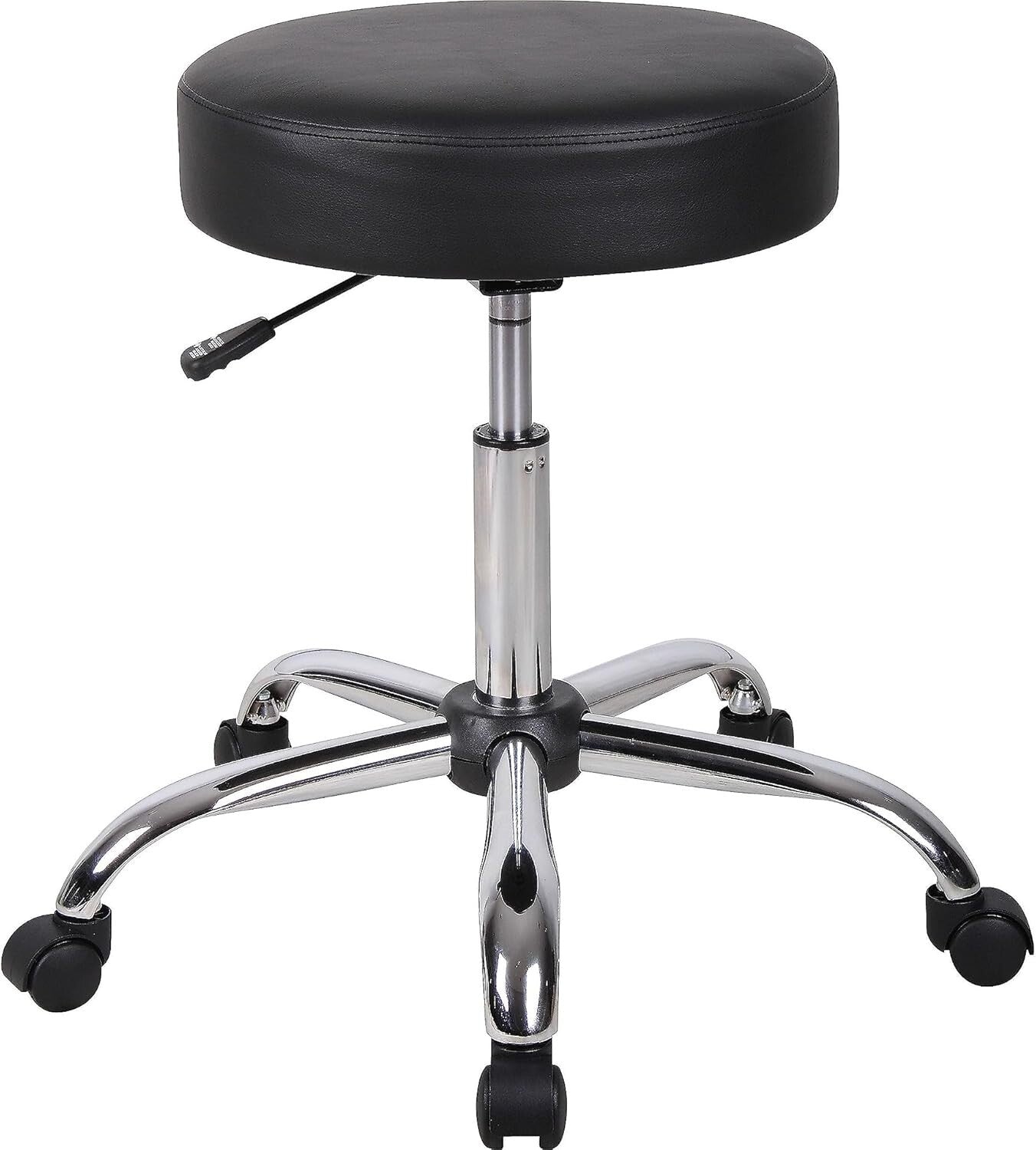 Contemporary Black Vinyl Medical Stool with Easy-Clean Surface & Chrome Base