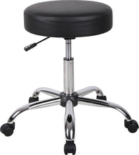 Load image into Gallery viewer, Contemporary Black Vinyl Medical Stool with Easy-Clean Surface &amp; Chrome Base