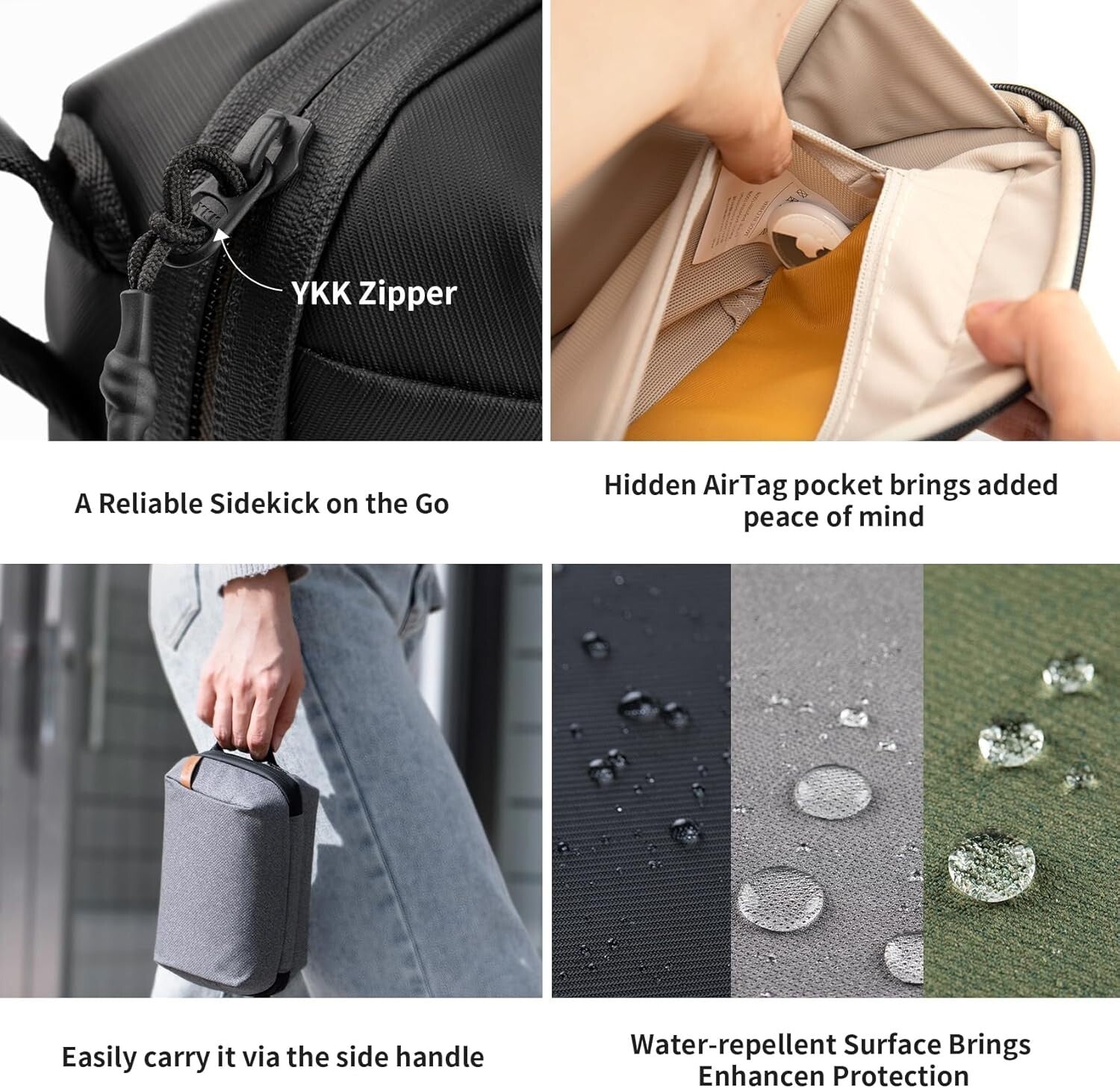 Waterproof Travel Tech Organizer Pouch for Electronics & Accessories - Black