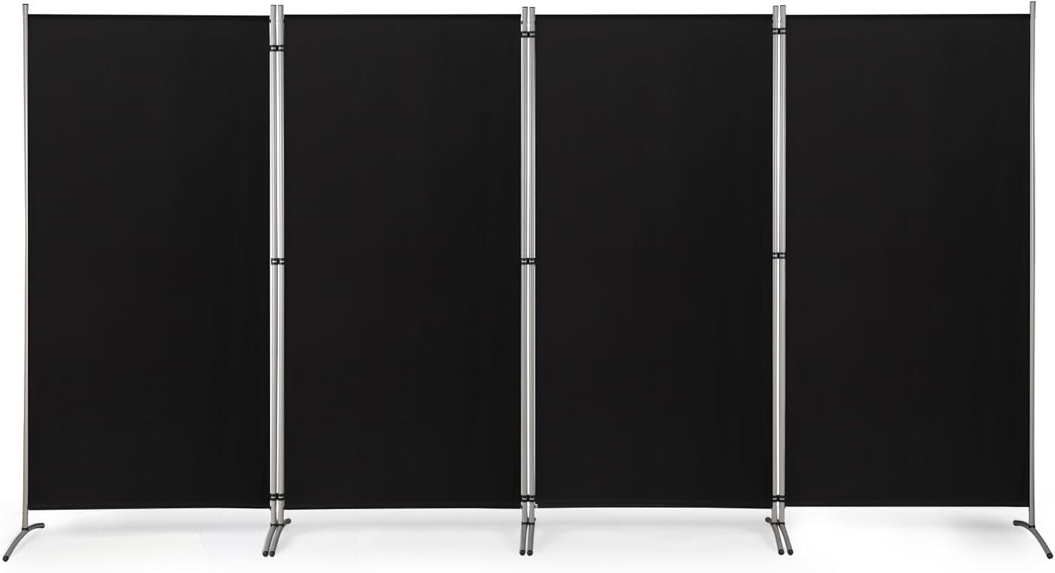 6ft Tall Black Folding Room Divider - Durable Privacy Screen for Home & Office