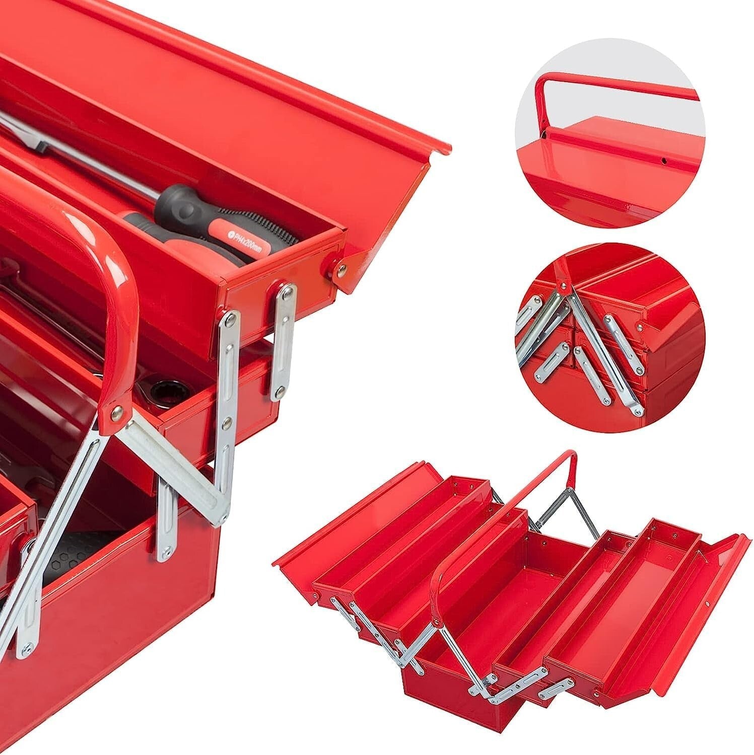 Durable 18-Inch Cantilever Toolbox - Locking Steel Organizer for DIY Projects