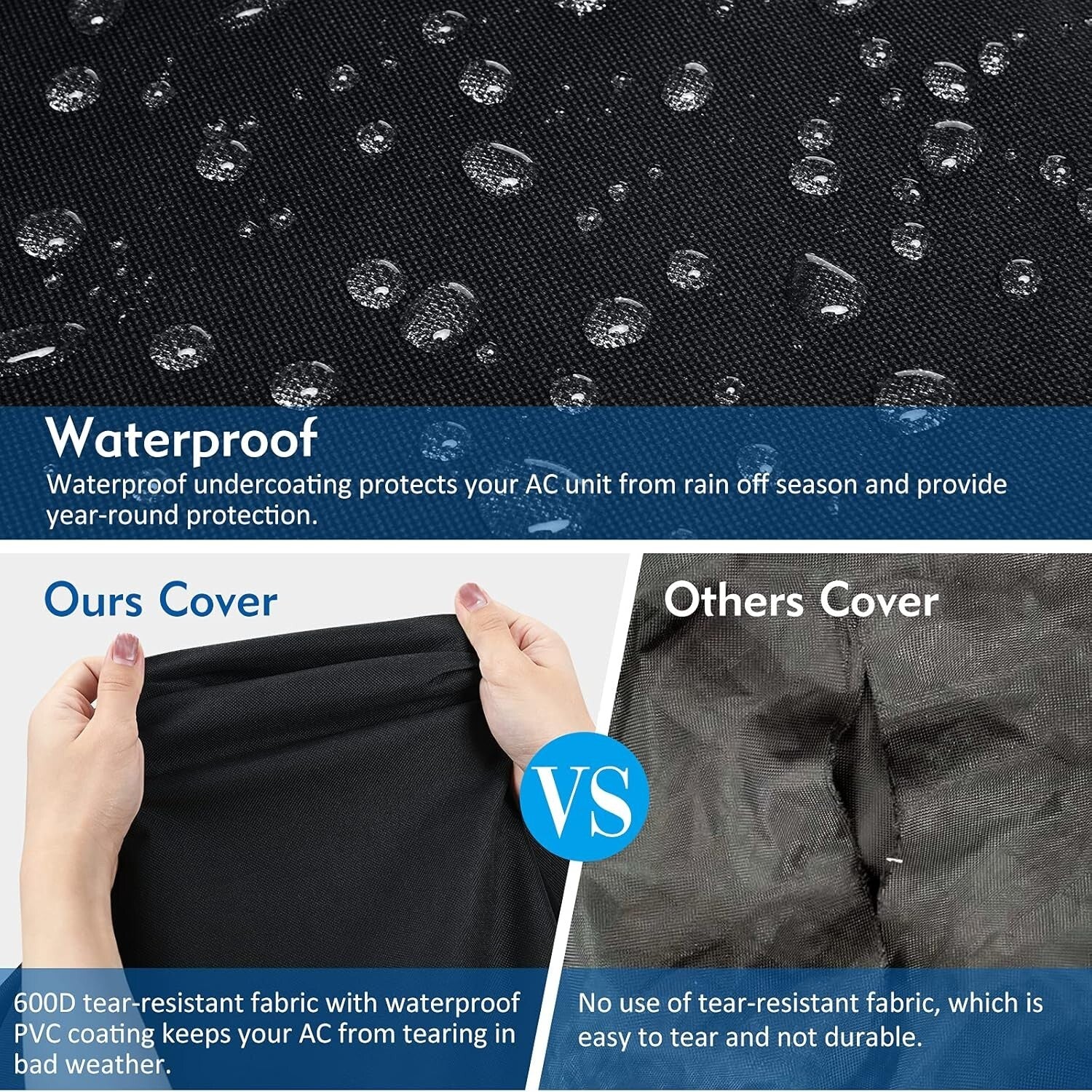 Easy Install Waterproof AC Cover with Adjustable Drawstring for Outdoor Units