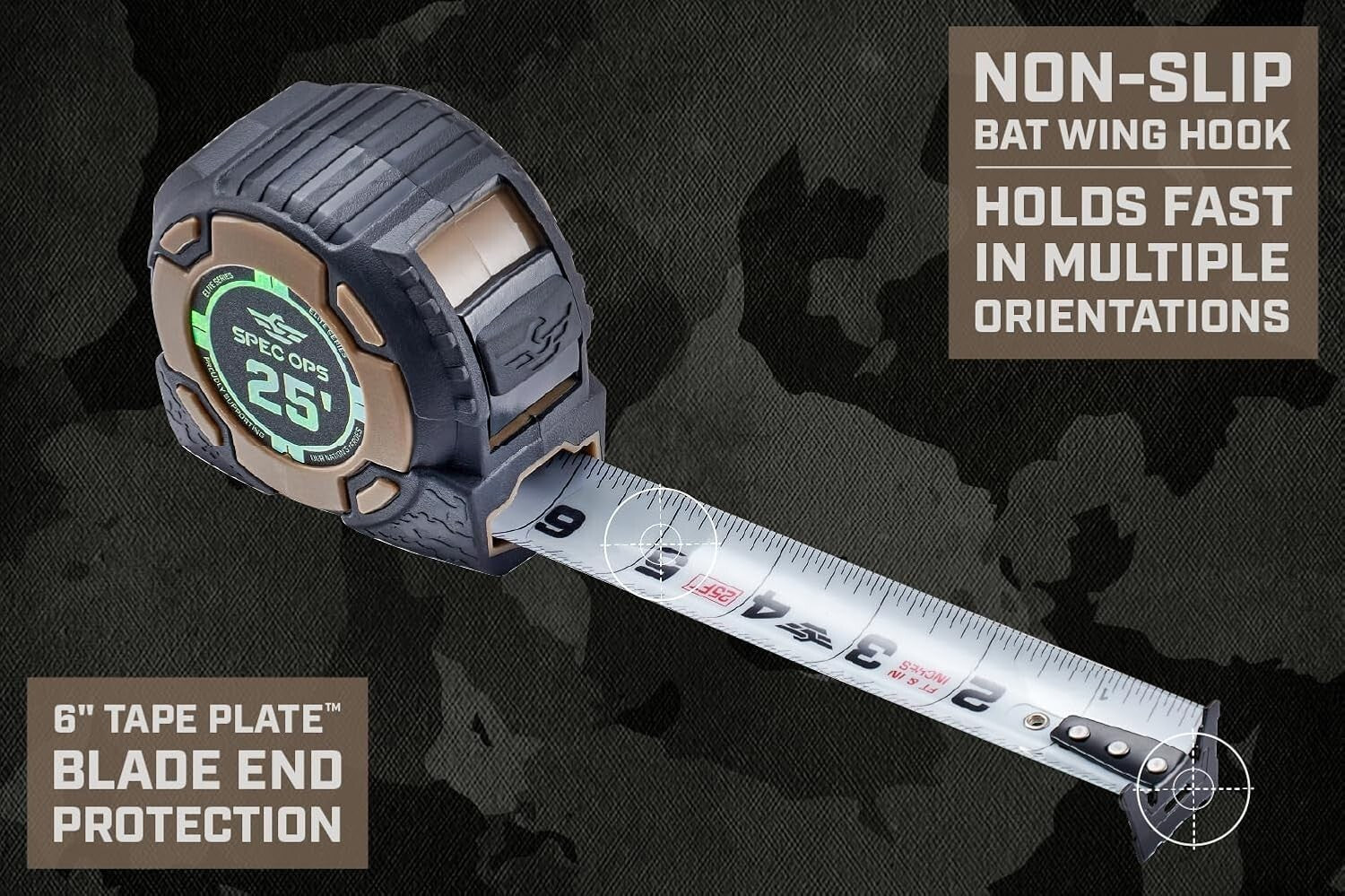 Elite 25-Foot Tape Measure - Dual-Sided Blade & Military-Grade Durability 2-Pack