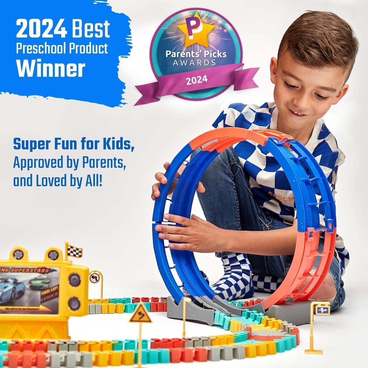 Exciting 85ft Light-Up Race Track Set for Boys and Girls - Safe Fun for Toddlers