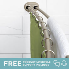 Load image into Gallery viewer, Space-Enhancing Satin Nickel Double Curved Shower Rod - Adjustable 50-72 Inches