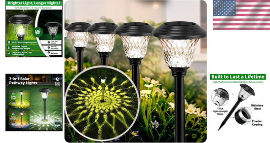 8 Pack Color Changing Solar Pathway Lights - Waterproof LED for Outdoor Elegance