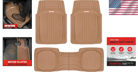 FlexToughXL Heavy-Duty Floor Mats - Universal Fit for Cars & SUVs - Beige