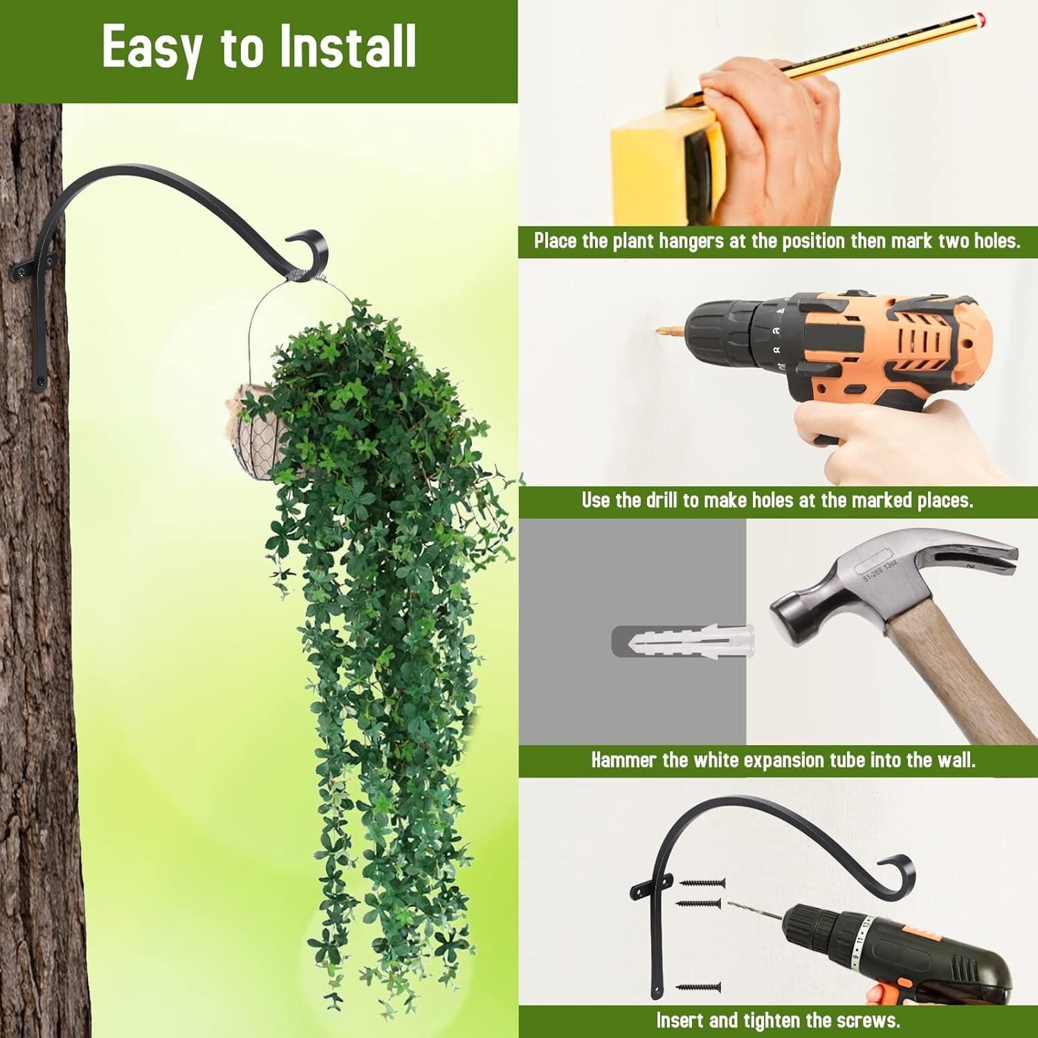 18-Inch Heavy-Duty Metal Plant Brackets - Perfect for Bird Feeders & Lanterns