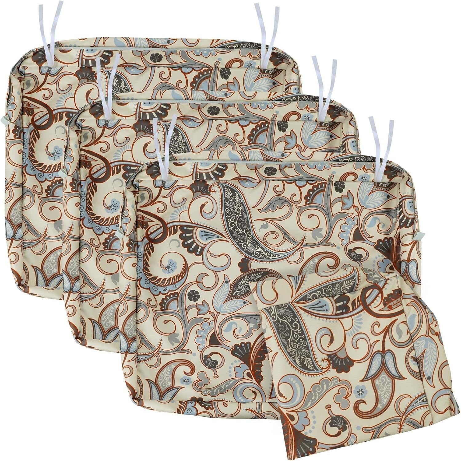 UV-Resistant Vintage Cushion Slip Covers with Ties - Fits 24x22x4 Inch Chairs