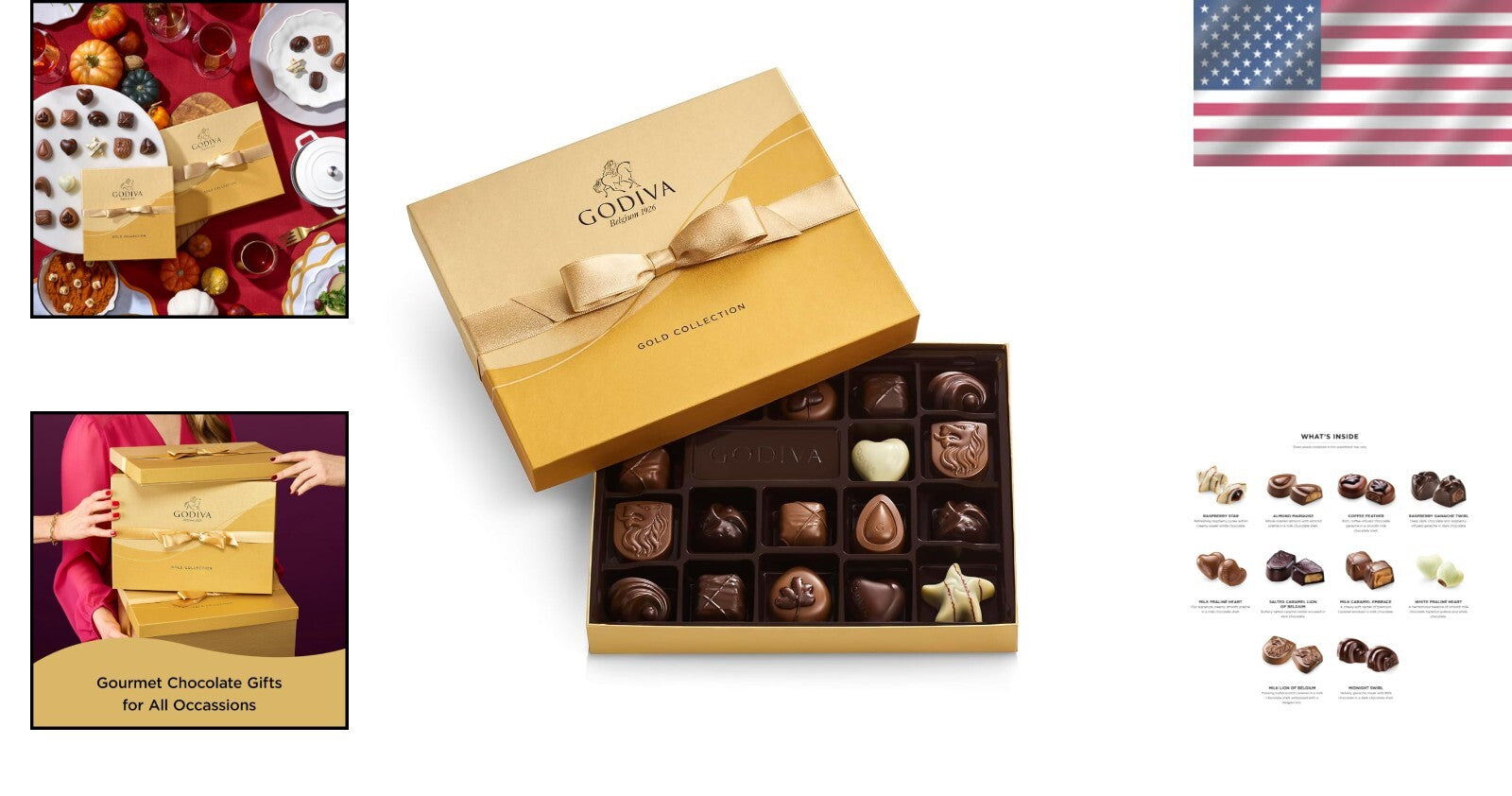 Luxury 18-Piece Gourmet Chocolate Gift Box with Gold Ribbon - Godiva Delights