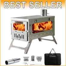 Load image into Gallery viewer, Multifunctional Titanium Hot Tent Stove with Roll-Up Pipe for Seamless Camping