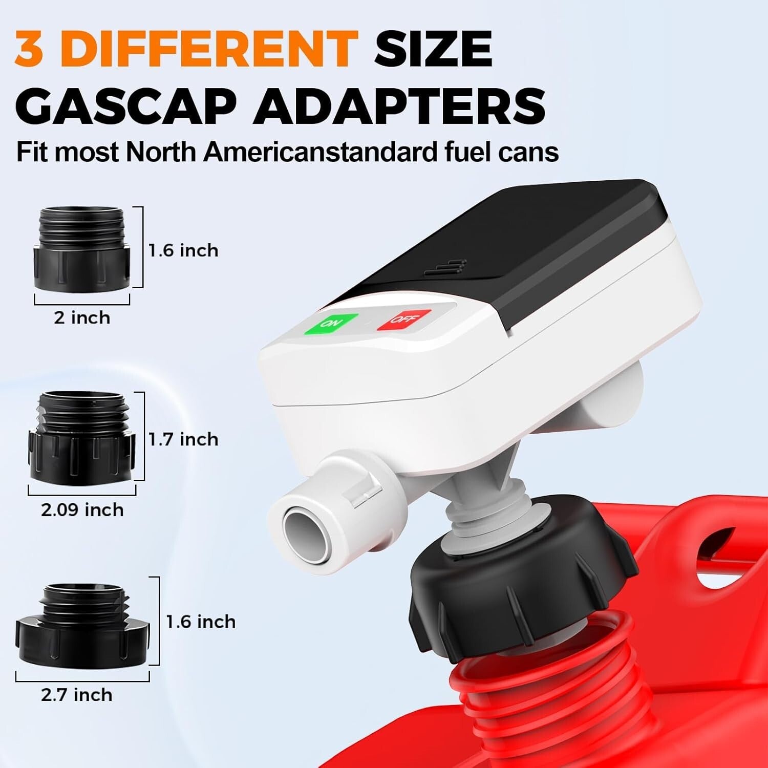 Battery-Powered Automatic Fuel Transfer Pump with Overflow Protection & Adapters