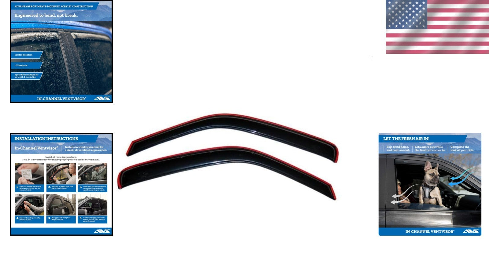 AVS In-Channel Rain Guards for Chevy Express/GMC Savana 1500/2500/3500, Smoke