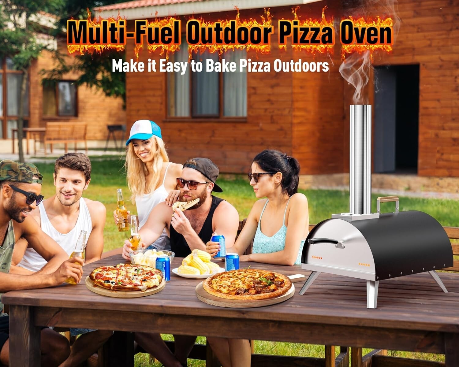 Quick-Cook Portable Pizza Oven - Wood & Gas Fired for Perfect Pizzas Every Time