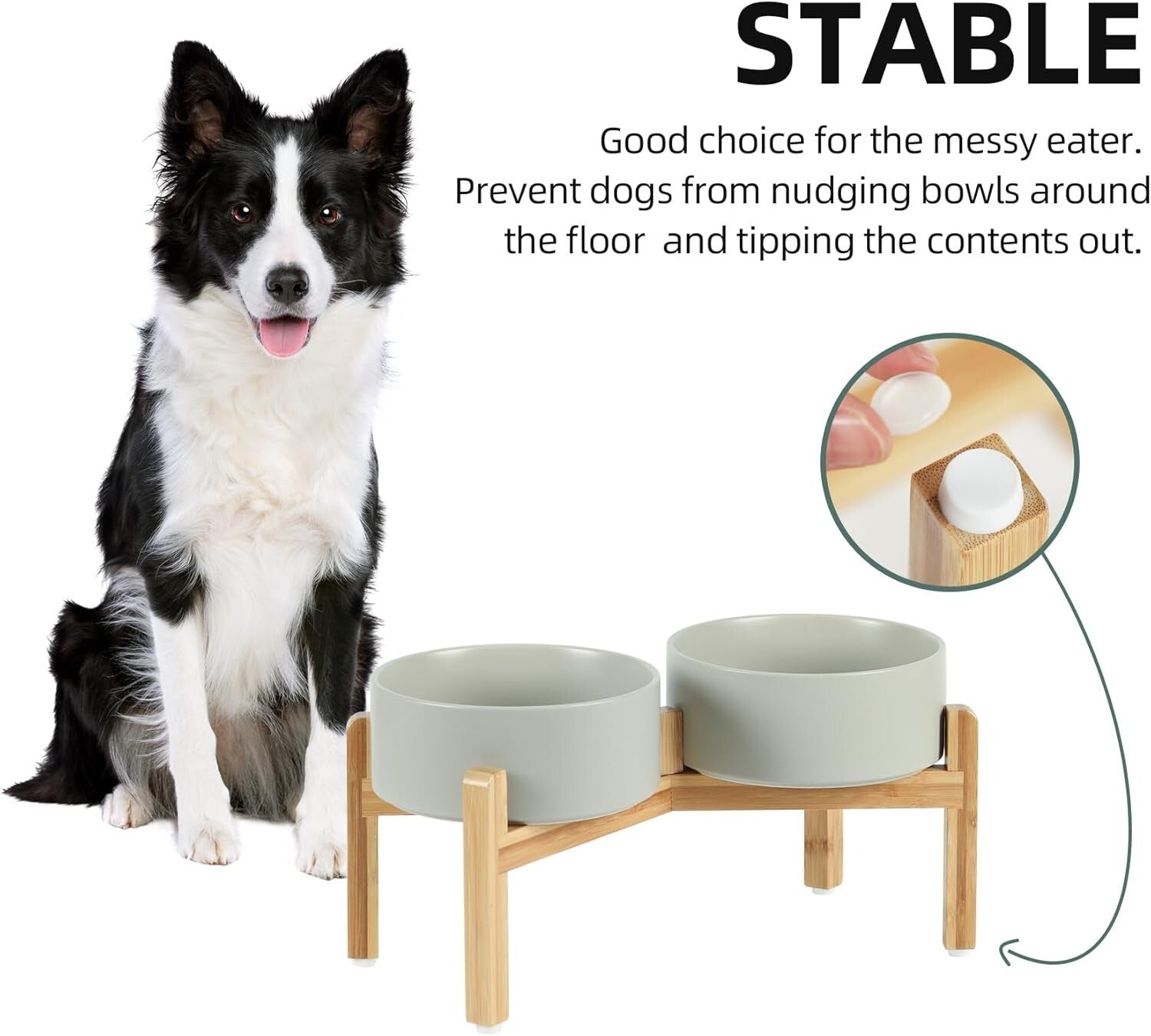 Modern Ceramic Double Dog Bowls with Stand - Healthy Design for Medium Breeds