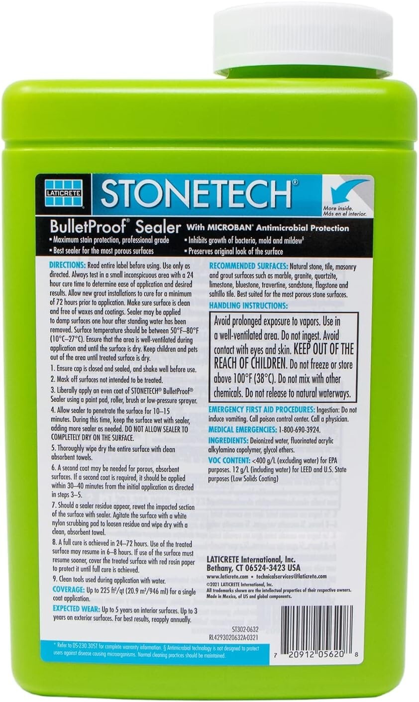 Bulletproof Sealer 1 Pint - Premium Environmentally Friendly Surface Protector