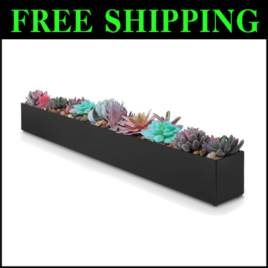Durable 32" Rectangular Stainless Steel Planter - Versatile Indoor Decor