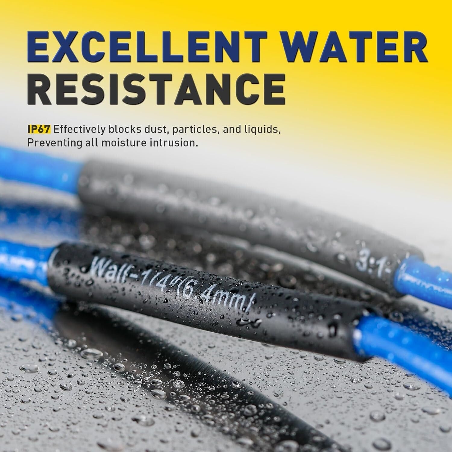 Adhesive-Lined 3:1 Shrink Ratio Tubing, 65FT Durable Black Heat Shrink Roll