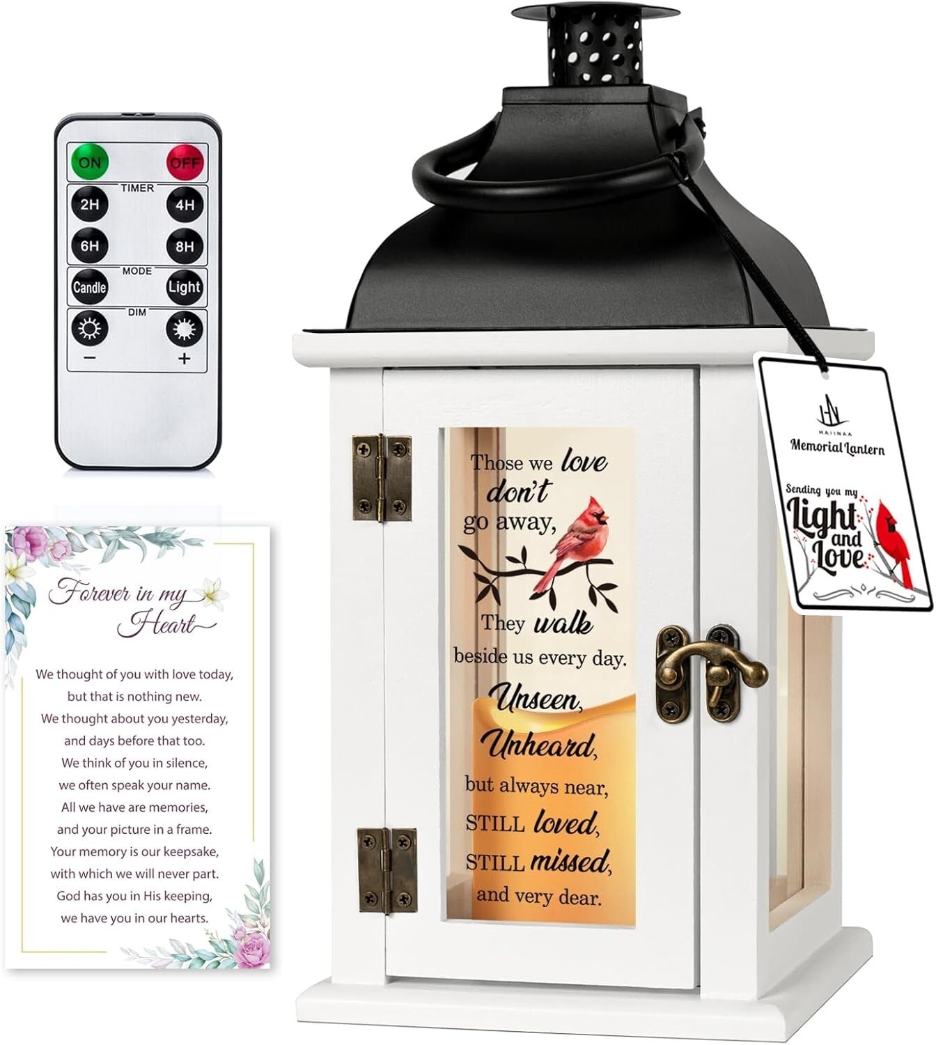 Comforting Battery Operated Lantern with Remote for Grieving Hearts – 14x6x6