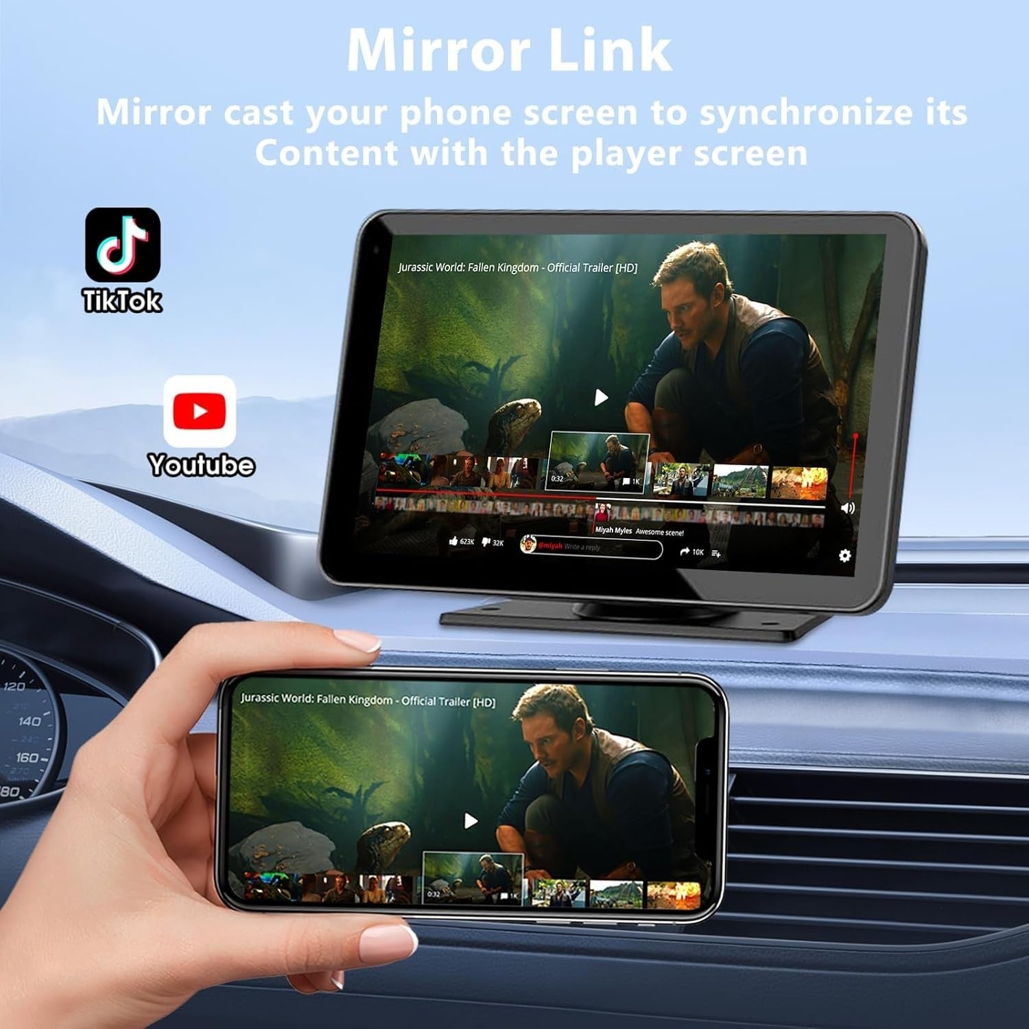 Advanced 7" Portable CarPlay Screen with Backup Camera & Real-Time Navigation