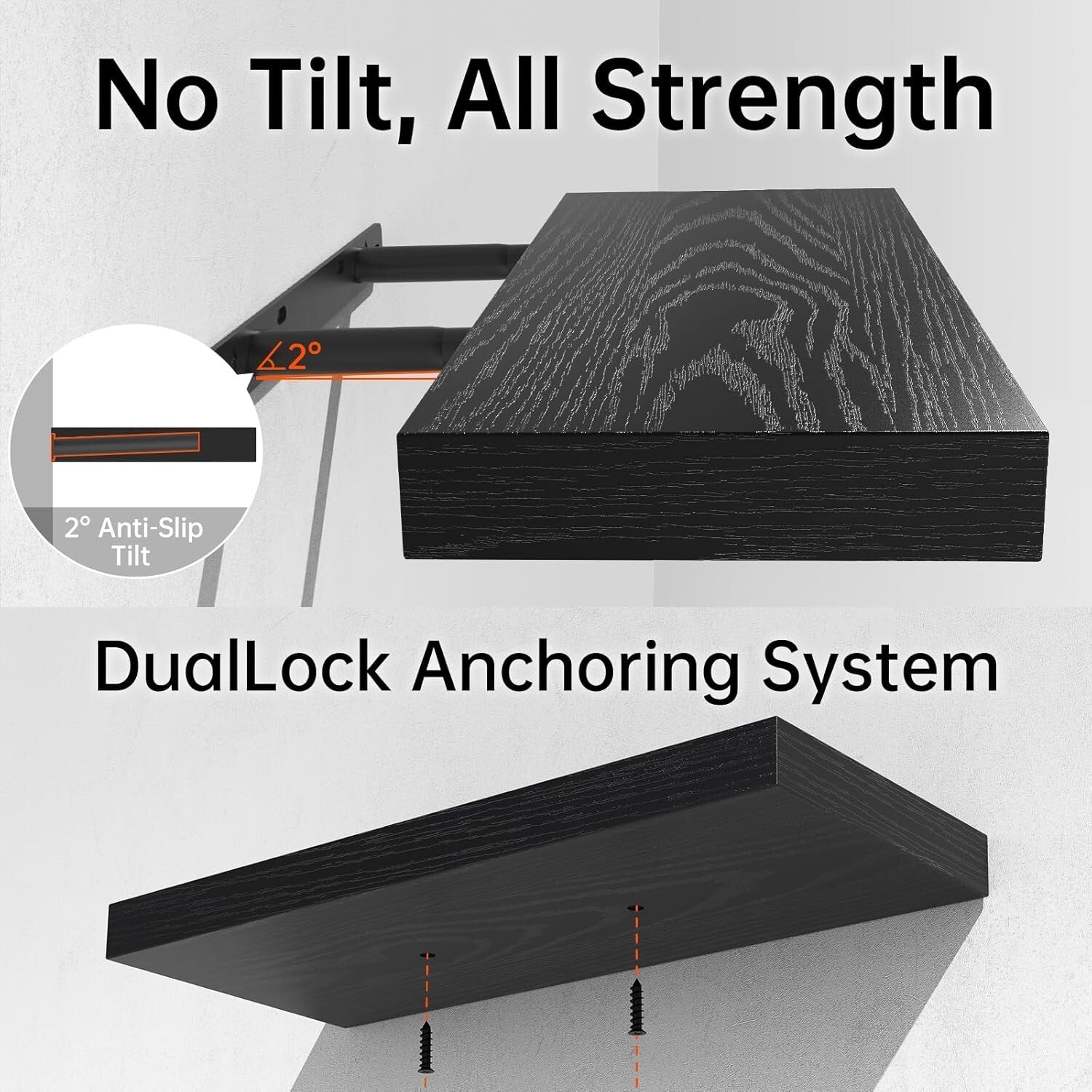 Elegant Wall-Mounted Rustic Floating Shelves - 36 in for Bedroom & Living Room