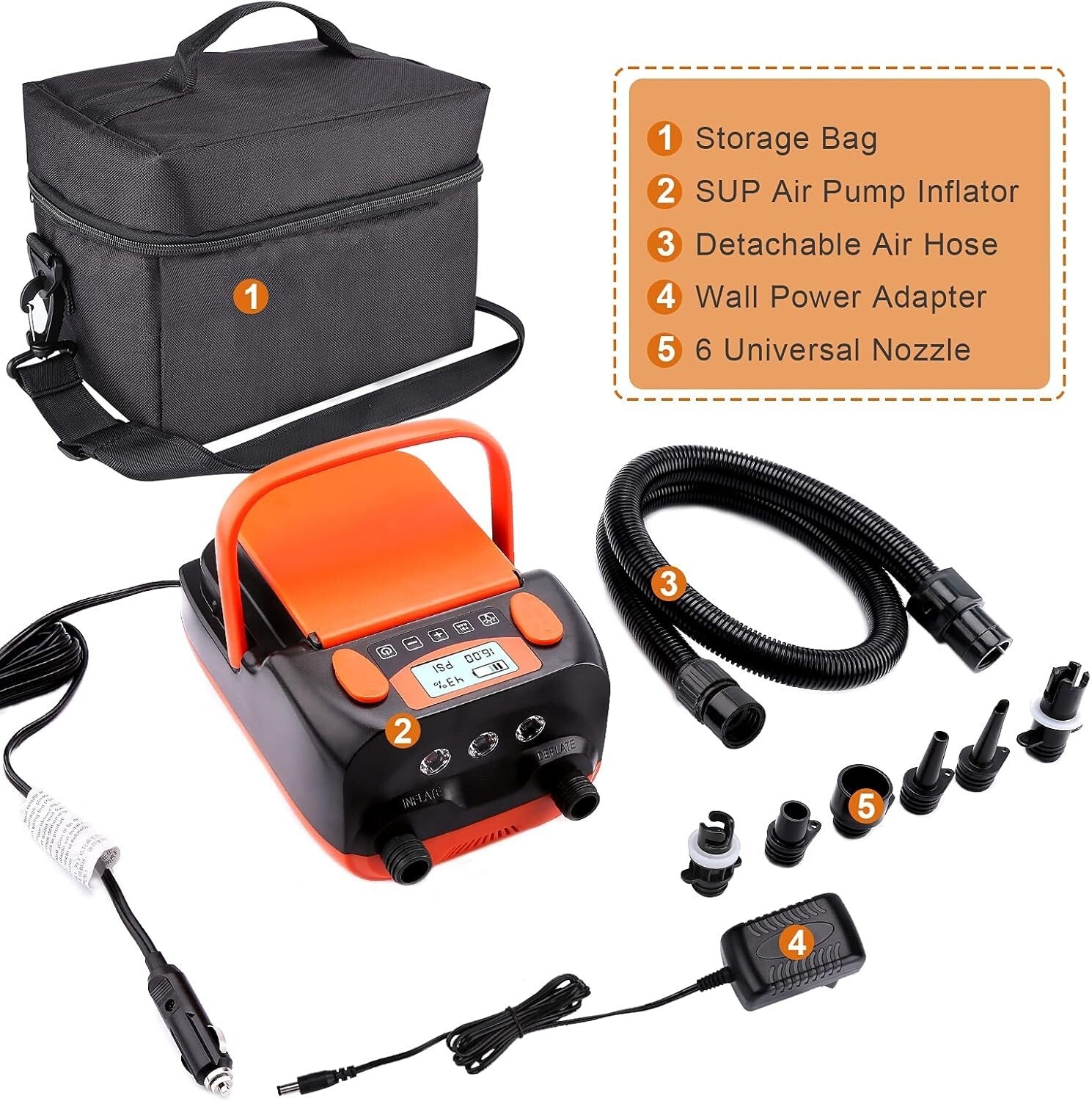 Portable 12V Electric Air Pump with Digital Display for Quick Inflation