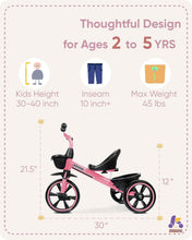 Load image into Gallery viewer, Durable Pink Tricycle for 2-4 Year Olds - Safety First with Ergonomic Comfort