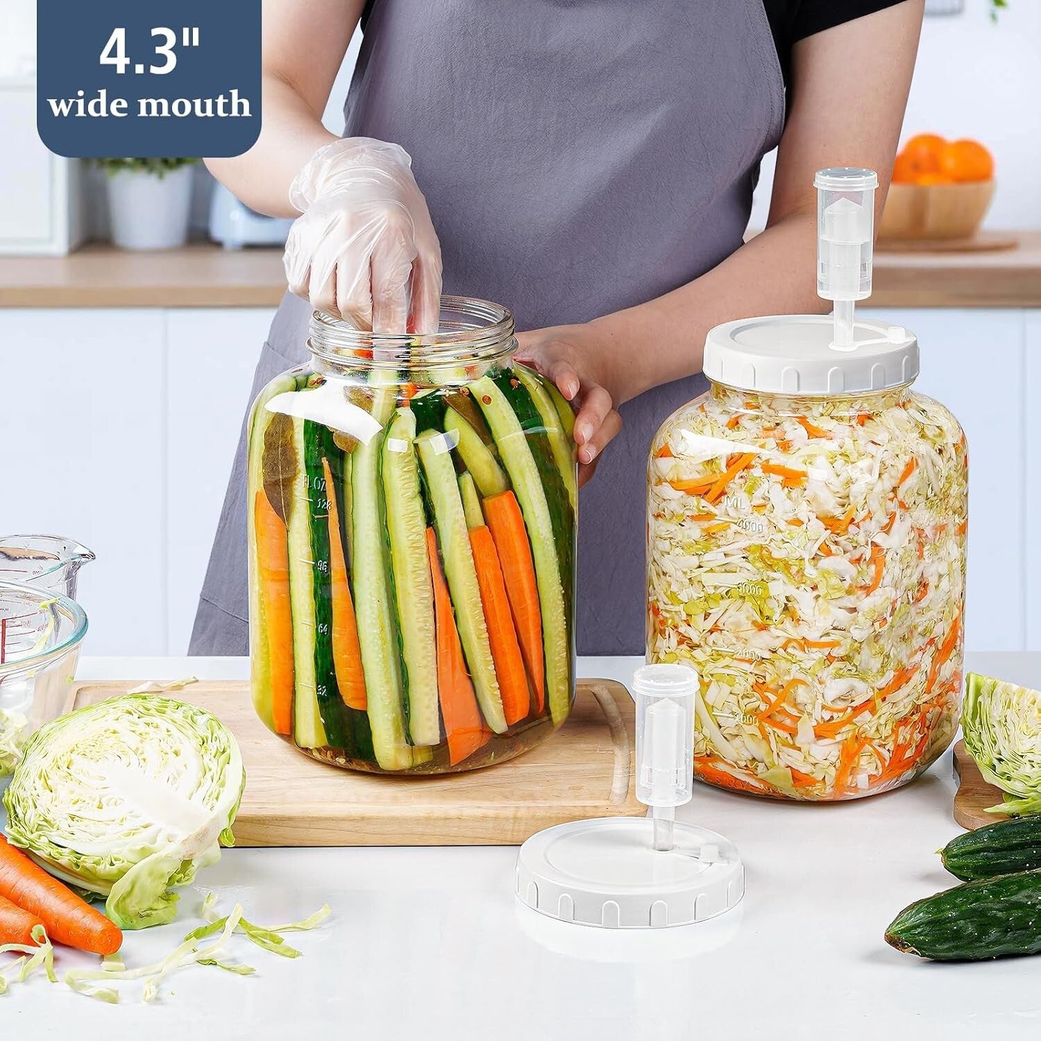 Dishwasher Safe 1.5 Gallon Fermentation Jar Set with Airtight Lids - 2 Pack