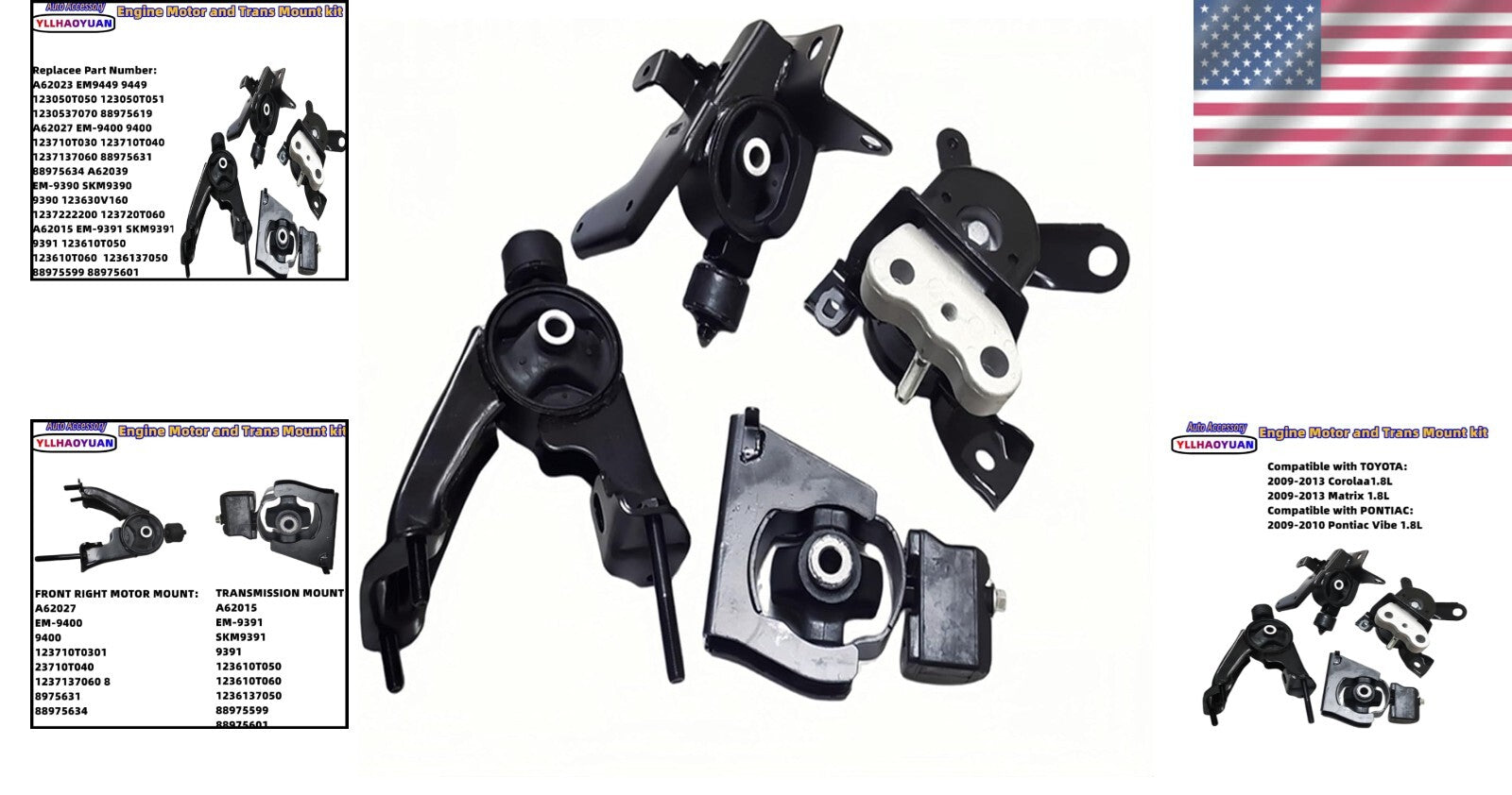 High-Quality Engine Mounts Compatible with 2009-2013 Corolla & Pontiac Vibe