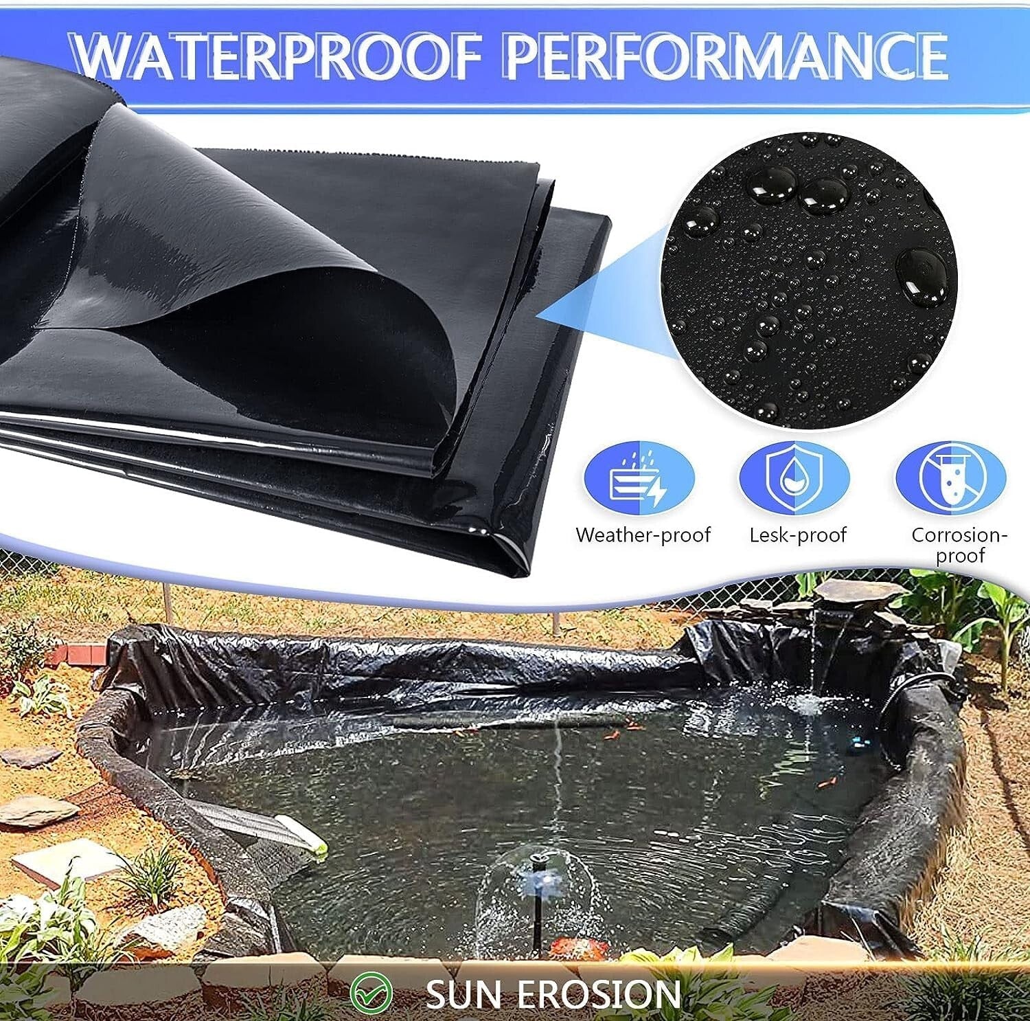 Customizable 20 x 30 Ft Pond Liner - Durable, UV Resistant for Water Gardens