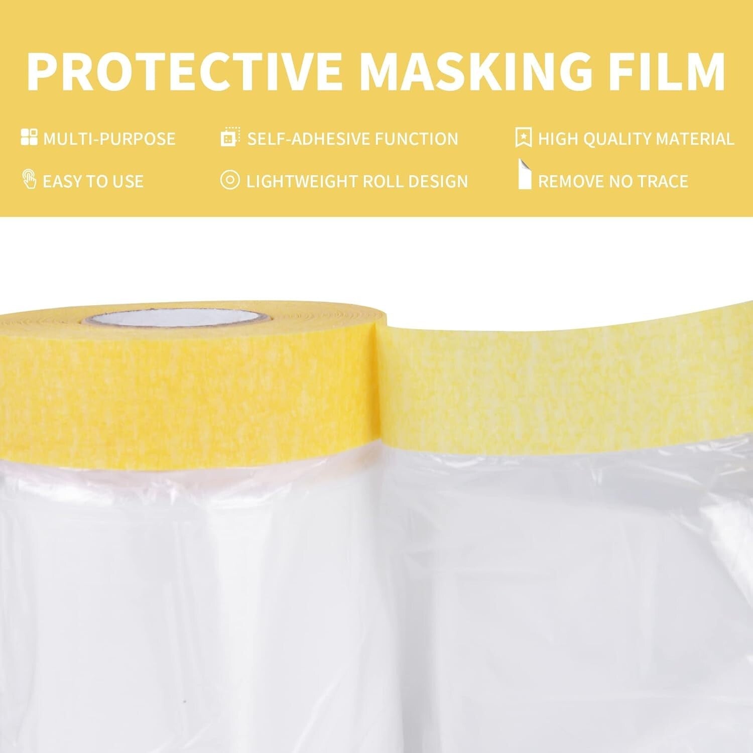 3-Pack Pre-Taped Masking Film Rolls 9ft x 90ft for Ultimate Surface Protection
