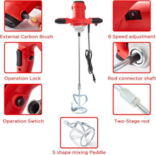 Load image into Gallery viewer, 2300W Portable Electric Cement Mixer with 6 Speed Settings for Versatile Mixing