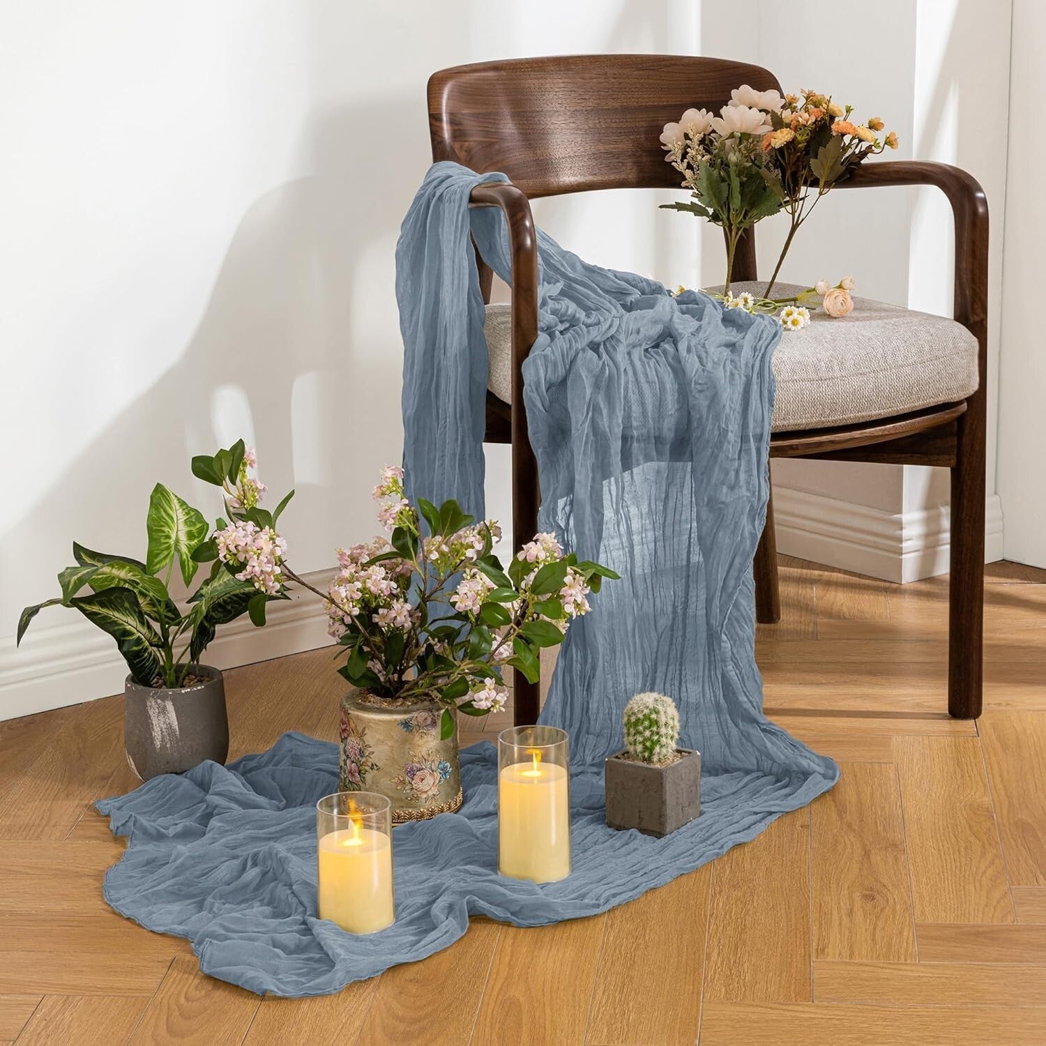 Versatile 35x120 Inch Dusty Blue Cheesecloth - Perfect for Weddings & Showers