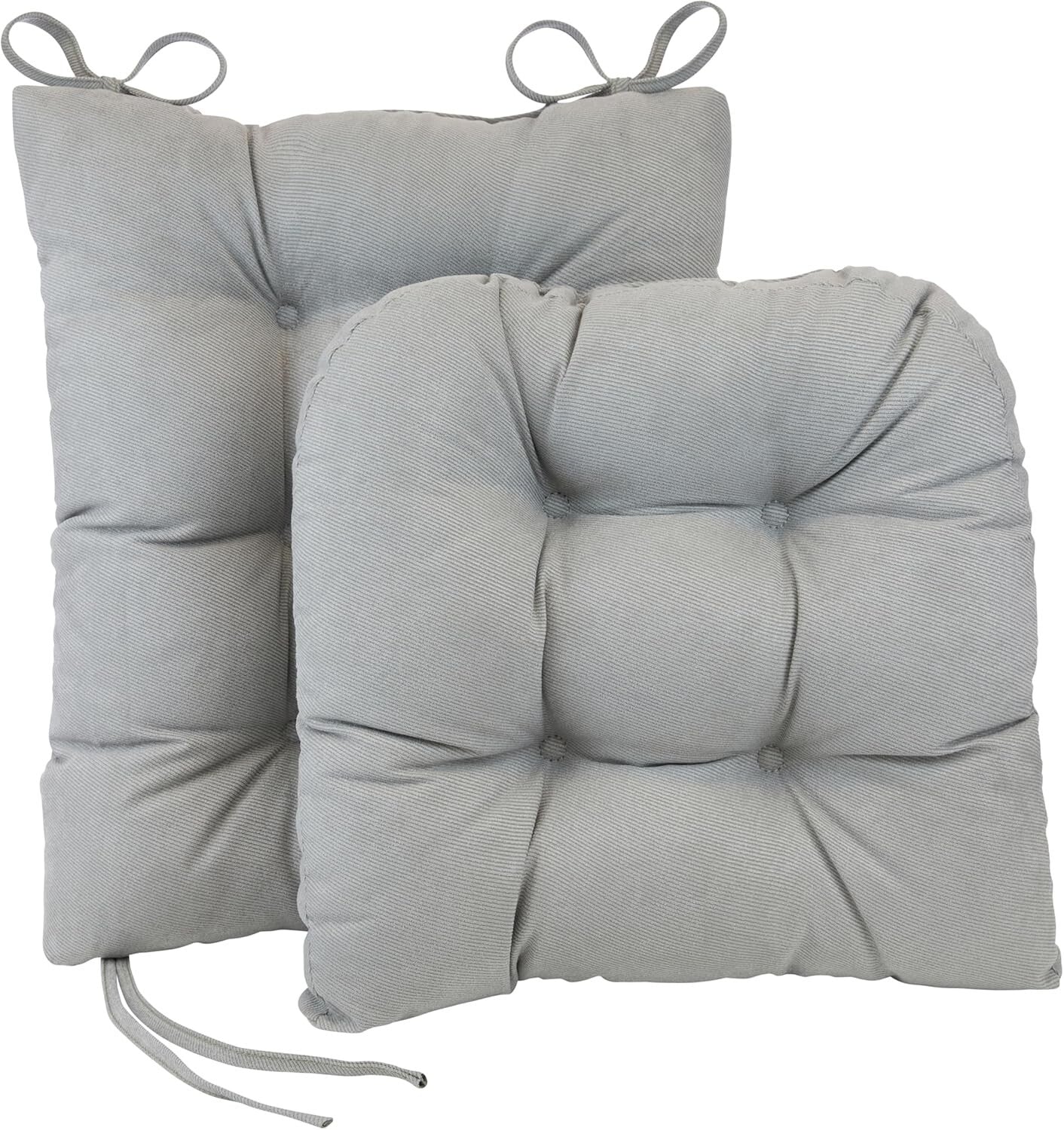 Plush 2-Piece Rocking Chair Cushion Set - Non-Slip Design in Twillo Gray, 17"