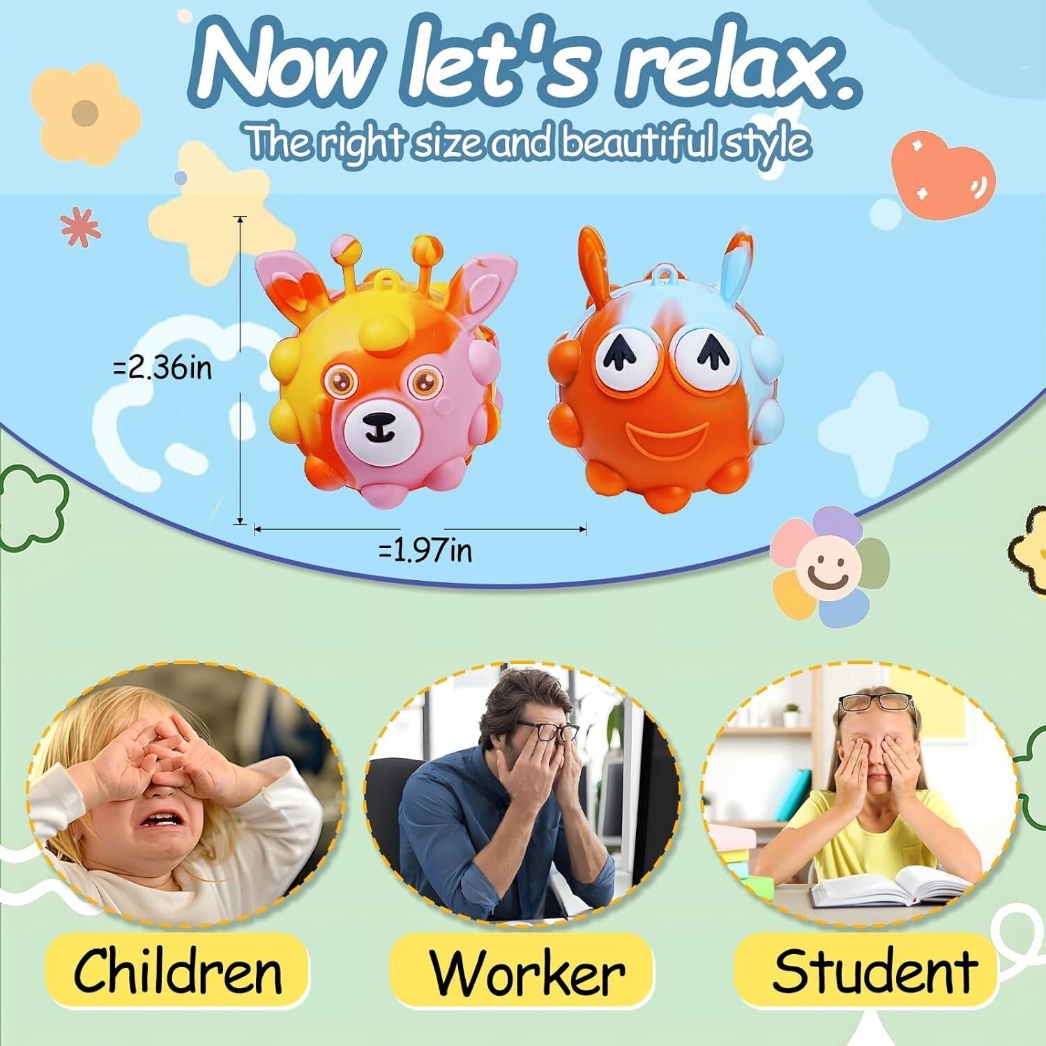 48 Pack Animal-Themed Pop Fidget Balls - Ideal Stress Relief Toys for All