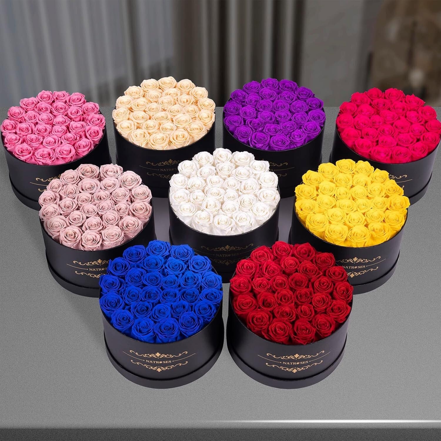 Elegant Box of 27 Lasting Preserved Roses - Perfect Gift for Special Moments