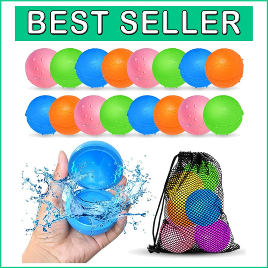 16 Pcs Reusable Water Balloons - Kids Summer Fun Toy, Quick Fill & Leak-Proof