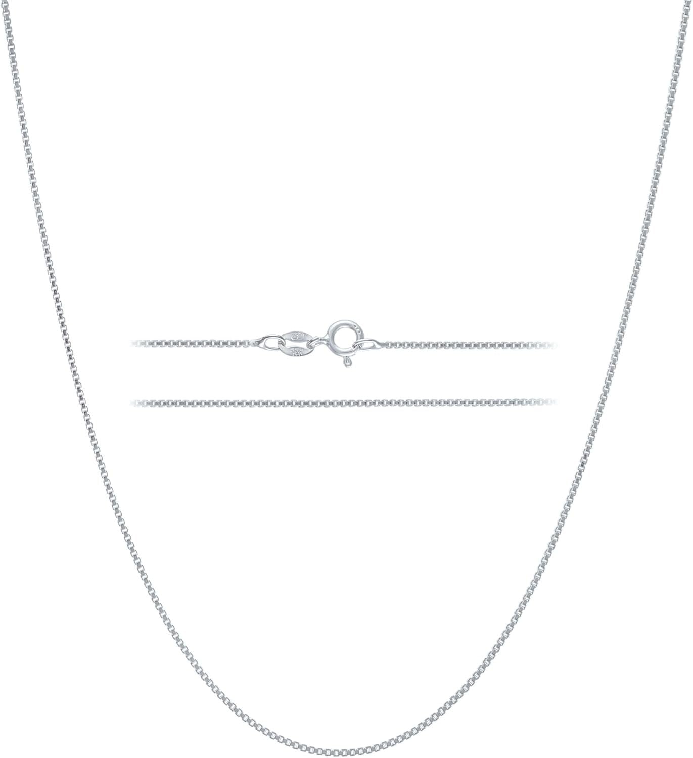Dainty Sterling Silver 1mm Box Chain Necklace - Italian Made & Tarnish Resistant