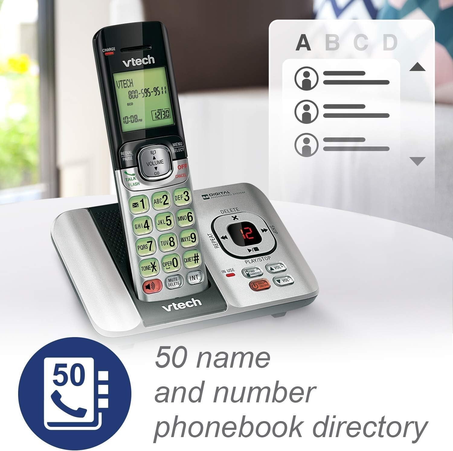 4-Handset DECT 6.0 Cordless Phone System with Caller ID and Answering Machine