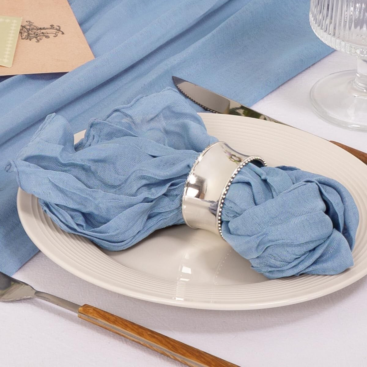 60-Pack Dusty Blue Cheesecloth Napkins 21"x21" for Elegant Weddings & Events