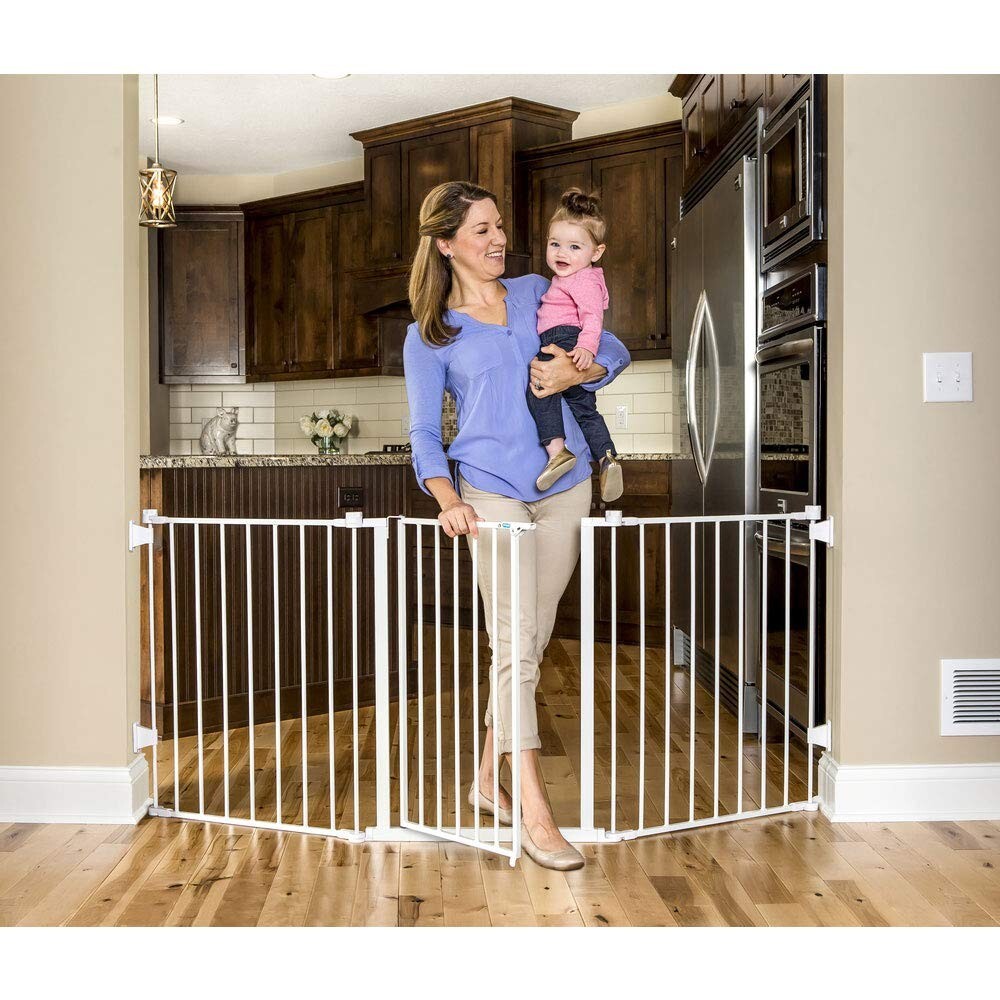 Adjustable 76-Inch Baby Gate with Wall Mount Hardware for Easy Installation