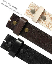 Load image into Gallery viewer, Elegant Genuine Leather Western Floral Engraved Belt with Interchangeable Buckle